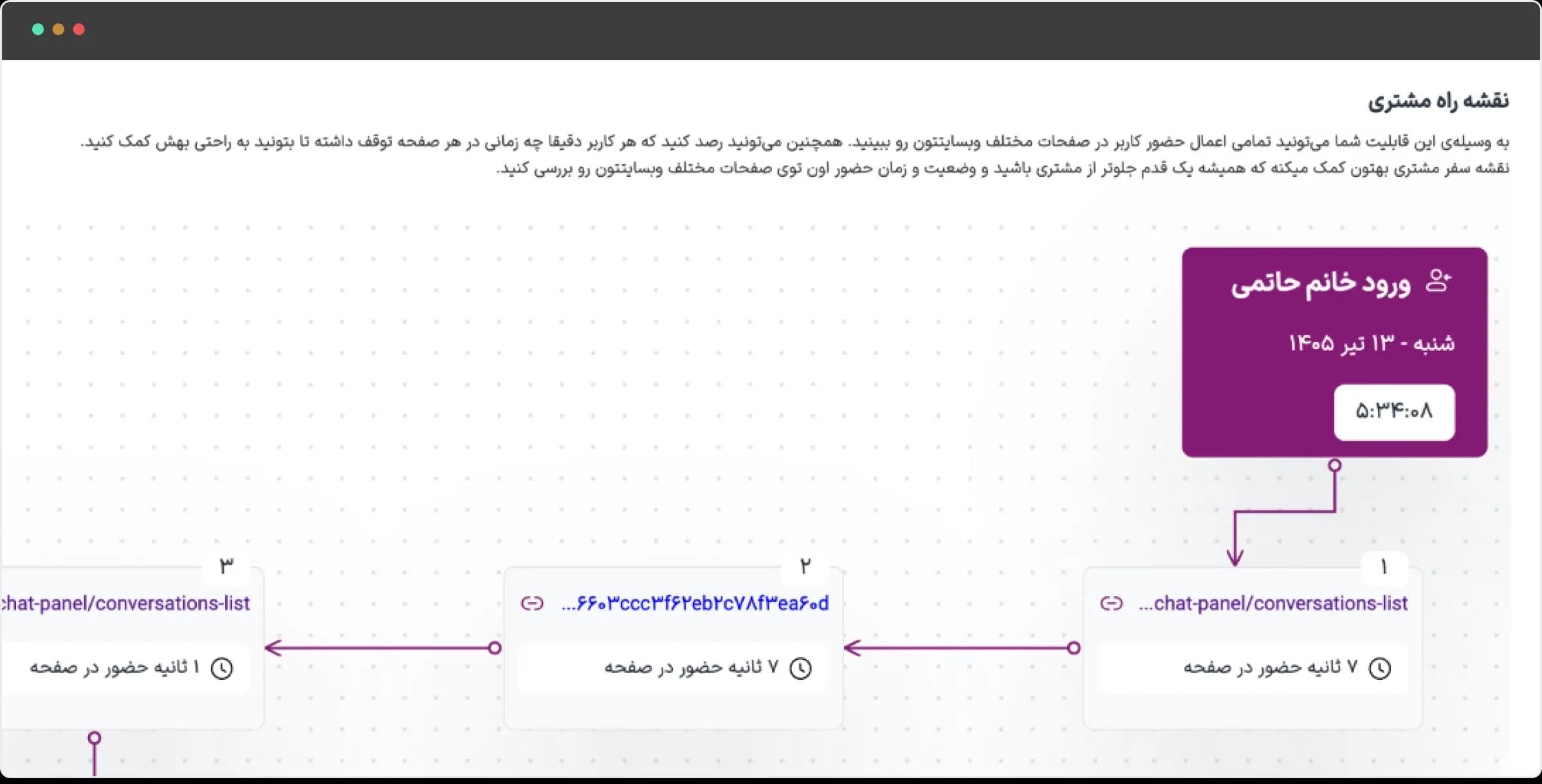 نمای قابلیت نقشه راه مشتری در پنل رایچت